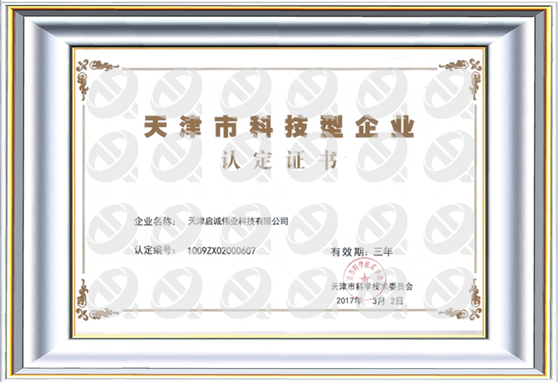 2017年天津市科技型中小企业认定证书